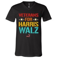 Veteran For Harris Walz Waltz Usa Flag V-Neck T-Shirt