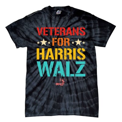 Veteran For Harris Walz Waltz Usa Flag Tie-Dye T-Shirt