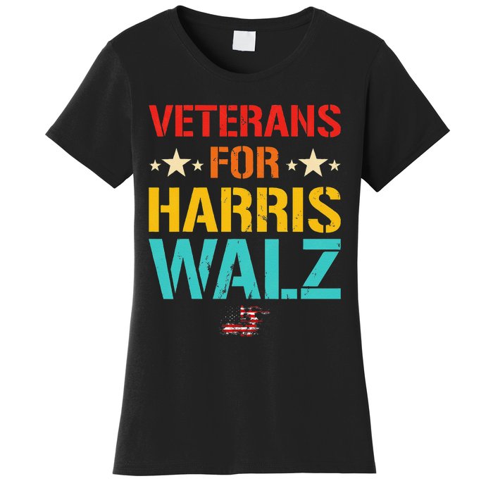 Veteran For Harris Walz Waltz Usa Flag Women's T-Shirt