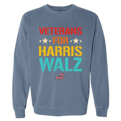 Veteran For Harris Walz Waltz Usa Flag Garment-Dyed Sweatshirt