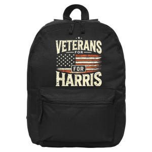 Veterans For Harris 2024 Military Vets Kamala Harris Gift 16 in Basic Backpack