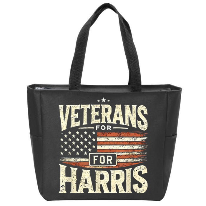 Veterans For Harris 2024 Military Vets Kamala Harris Gift Zip Tote Bag