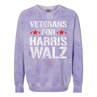 Veterans For Harris 2024 Kamala Harris Tim Walz Veteran Usa Colorblast Crewneck Sweatshirt