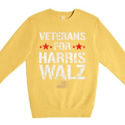 Veterans For Harris 2024 Kamala Harris Tim Walz Veteran Usa Premium Crewneck Sweatshirt