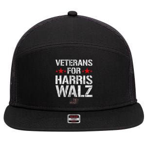 Veterans For Harris 2024 Kamala Harris Tim Walz Veteran Usa 7 Panel Mesh Trucker Snapback Hat