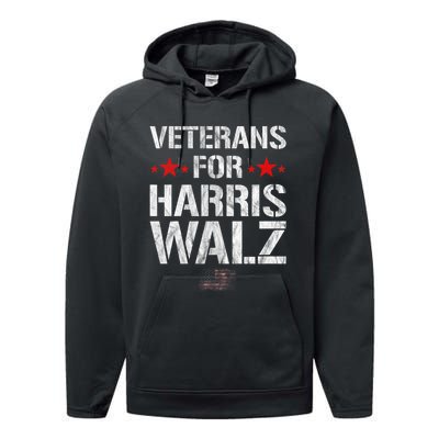 Veterans For Harris 2024 Kamala Harris Tim Walz Veteran Usa Performance Fleece Hoodie