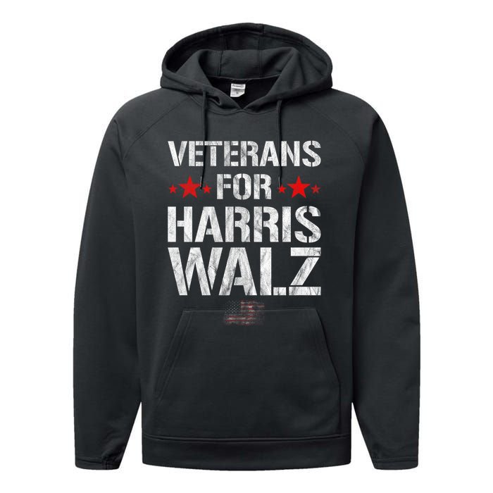 Veterans For Harris 2024 Kamala Harris Tim Walz Veteran Usa Performance Fleece Hoodie