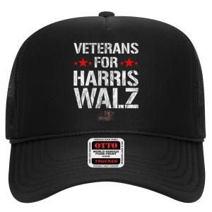 Veterans For Harris 2024 Kamala Harris Tim Walz Veteran Usa High Crown Mesh Back Trucker Hat