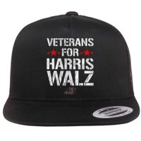 Veterans For Harris 2024 Kamala Harris Tim Walz Veteran Usa Flat Bill Trucker Hat