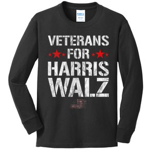 Veterans For Harris 2024 Kamala Harris Tim Walz Veteran Usa Kids Long Sleeve Shirt