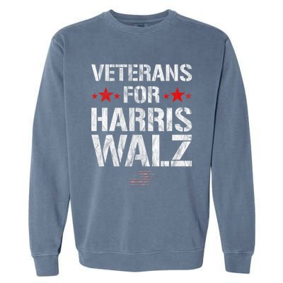 Veterans For Harris 2024 Kamala Harris Tim Walz Veteran Usa Garment-Dyed Sweatshirt