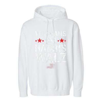 Veterans For Harris 2024 Kamala Harris Tim Walz Veteran Usa Garment-Dyed Fleece Hoodie