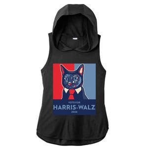 Vote For Harris Waltz 2024 Election Funny Cat Ladies PosiCharge Tri-Blend Wicking Draft Hoodie Tank