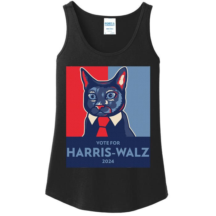 Vote For Harris Waltz 2024 Election Funny Cat Ladies Essential Tank