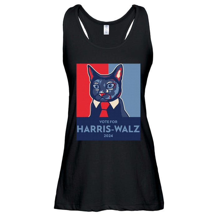 Vote For Harris Waltz 2024 Election Funny Cat Ladies Essential Flowy Tank