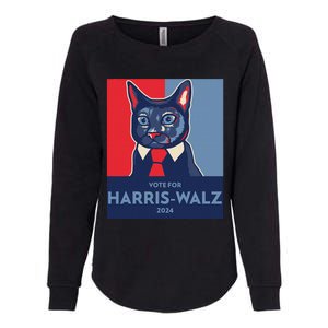 Vote For Harris Waltz 2024 Election Funny Cat Womens California Wash Sweatshirt