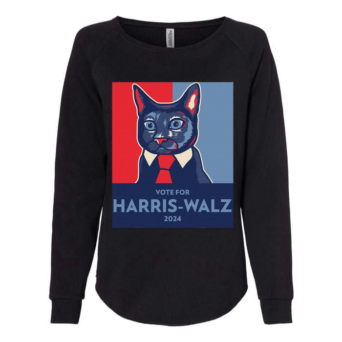 Vote For Harris Waltz 2024 Election Funny Cat Womens California Wash Sweatshirt