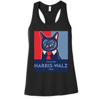 Vote For Harris Waltz 2024 Election Funny Cat Women's Racerback Tank