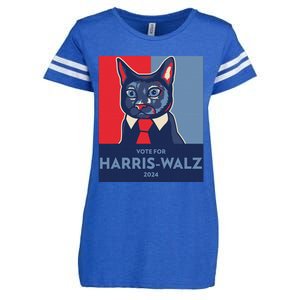 Vote For Harris Waltz 2024 Election Funny Cat Enza Ladies Jersey Football T-Shirt