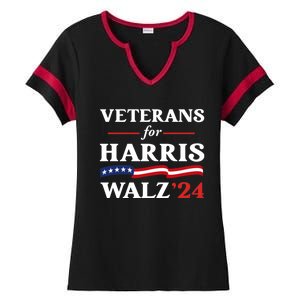 Veterans For Harris Walz 2024 Vote Tim Walz Kamala Harris Ladies Halftime Notch Neck Tee