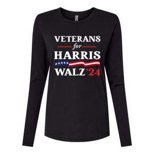 Veterans For Harris Walz 2024 Vote Tim Walz Kamala Harris Womens Cotton Relaxed Long Sleeve T-Shirt