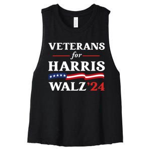 Veterans For Harris Walz 2024 Vote Tim Walz Kamala Harris Women's Racerback Cropped Tank