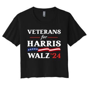 Veterans For Harris Walz 2024 Vote Tim Walz Kamala Harris Women's Crop Top Tee