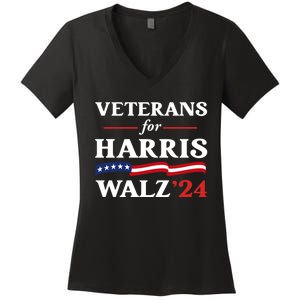 Veterans For Harris Walz 2024 Vote Tim Walz Kamala Harris Women's V-Neck T-Shirt