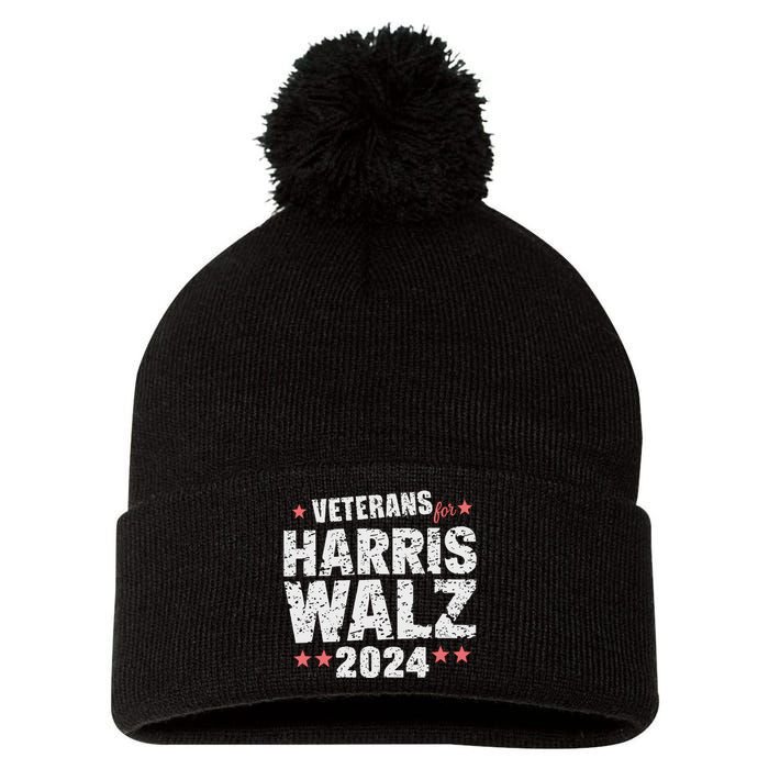 Veterans For Harris Waltz 2024 Pom Pom 12in Knit Beanie