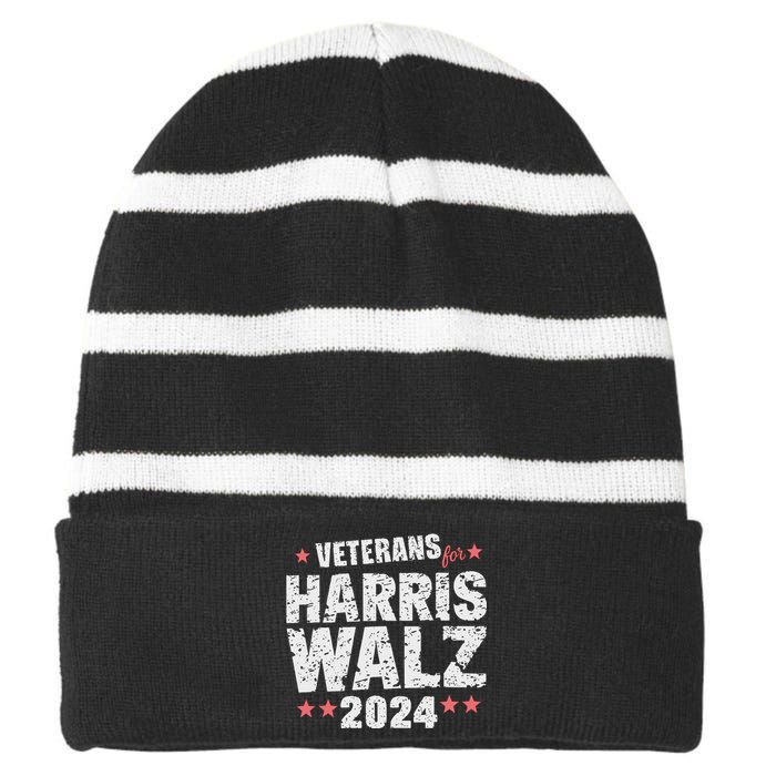 Veterans For Harris Waltz 2024 Striped Beanie with Solid Band