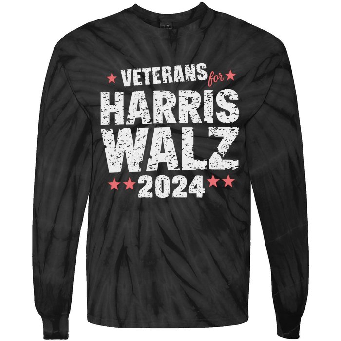 Veterans For Harris Waltz 2024 Tie-Dye Long Sleeve Shirt