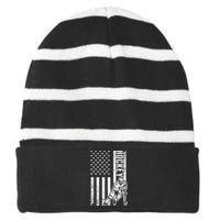 Vintage Field Hockey Player Hockey Fan Hockey Coach Striped Beanie with Solid Band