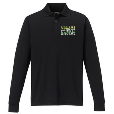 Vegans For Harris Walz 2024 Kamala Waltz 2024 Performance Long Sleeve Polo