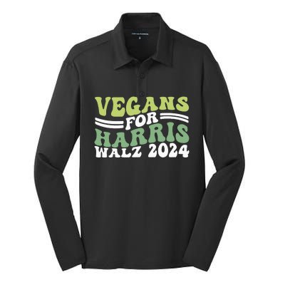 Vegans For Harris Walz 2024 Kamala Waltz 2024 Silk Touch Performance Long Sleeve Polo