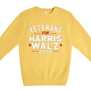 Veterans For Harris Waltz 2024 Election Vote Blue Democrat Premium Crewneck Sweatshirt