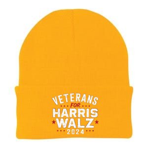 Veterans For Harris Waltz 2024 Election Vote Blue Democrat Knit Cap Winter Beanie