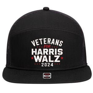 Veterans For Harris Waltz 2024 Election Vote Blue Democrat 7 Panel Mesh Trucker Snapback Hat