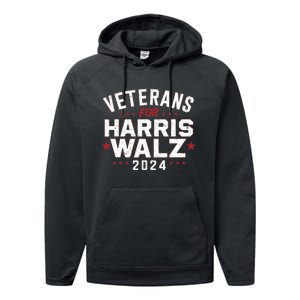 Veterans For Harris Waltz 2024 Election Vote Blue Democrat Performance Fleece Hoodie