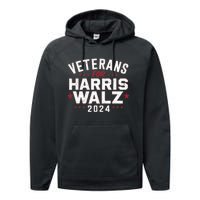 Veterans For Harris Waltz 2024 Election Vote Blue Democrat Performance Fleece Hoodie