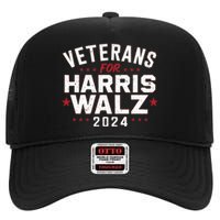 Veterans For Harris Waltz 2024 Election Vote Blue Democrat High Crown Mesh Back Trucker Hat