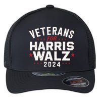 Veterans For Harris Waltz 2024 Election Vote Blue Democrat Flexfit Unipanel Trucker Cap