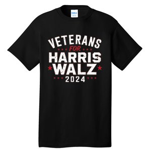 Veterans For Harris Waltz 2024 Election Vote Blue Democrat Tall T-Shirt