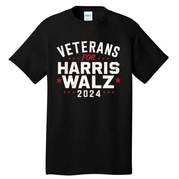 Veterans For Harris Waltz 2024 Election Vote Blue Democrat Tall T-Shirt