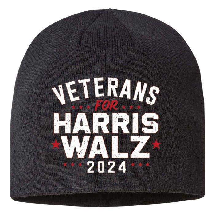 Veterans For Harris Waltz 2024 Election Vote Blue Democrat Sustainable Beanie