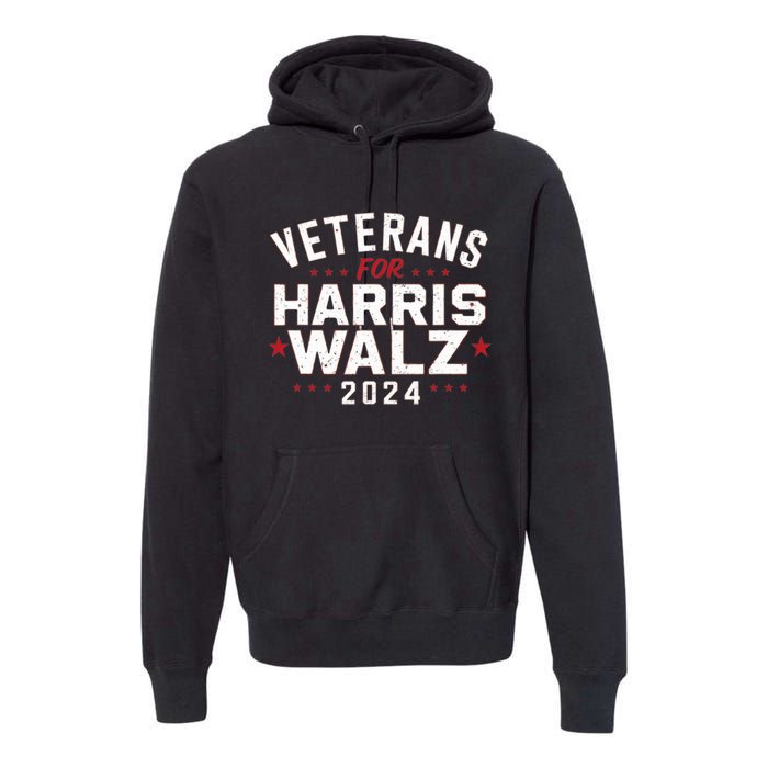 Veterans For Harris Waltz 2024 Election Vote Blue Democrat Premium Hoodie