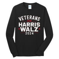 Veterans For Harris Waltz 2024 Election Vote Blue Democrat Tall Long Sleeve T-Shirt