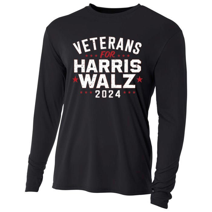 Veterans For Harris Waltz 2024 Election Vote Blue Democrat Cooling Performance Long Sleeve Crew