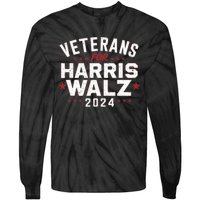 Veterans For Harris Waltz 2024 Election Vote Blue Democrat Tie-Dye Long Sleeve Shirt