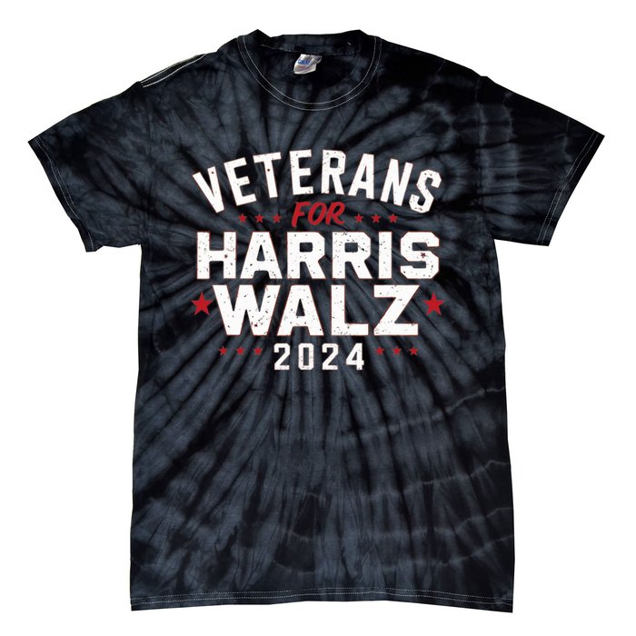 Veterans For Harris Waltz 2024 Election Vote Blue Democrat Tie-Dye T-Shirt