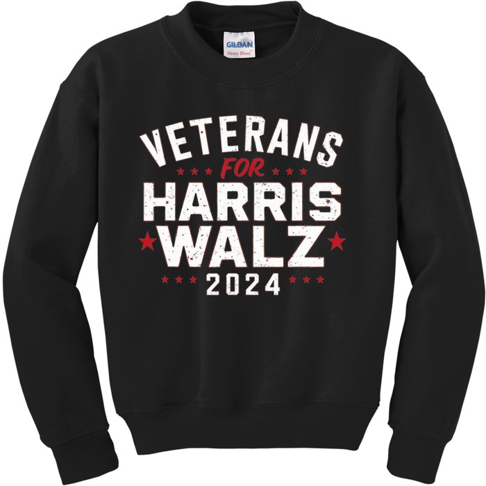 Veterans For Harris Waltz 2024 Election Vote Blue Democrat Kids Sweatshirt